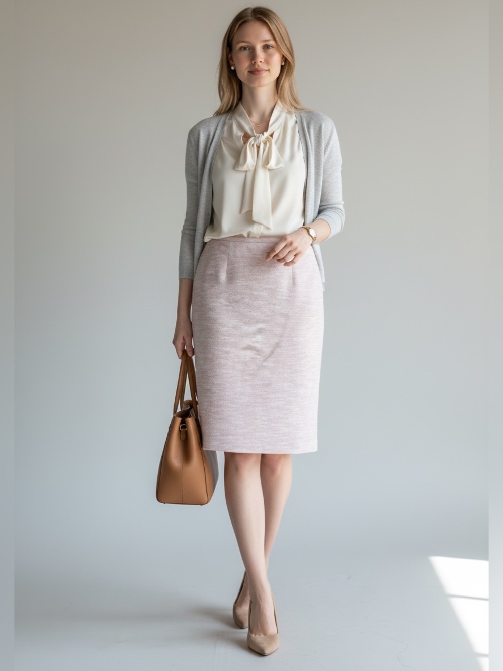 Calvin Klein Pink Tweed Boucle Pencil Skirt Office Business Casual Sz 4P